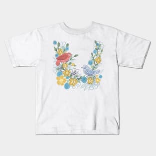 Birds on Floral Branches Kids T-Shirt